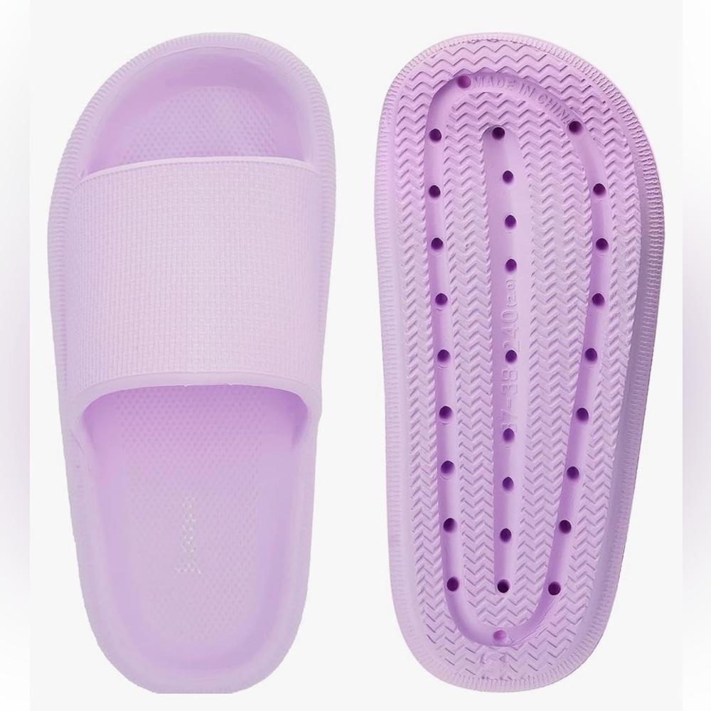 Joomra Pillow Quick Drying Shower Slides with Ultra Cushion Purple size 6-7
